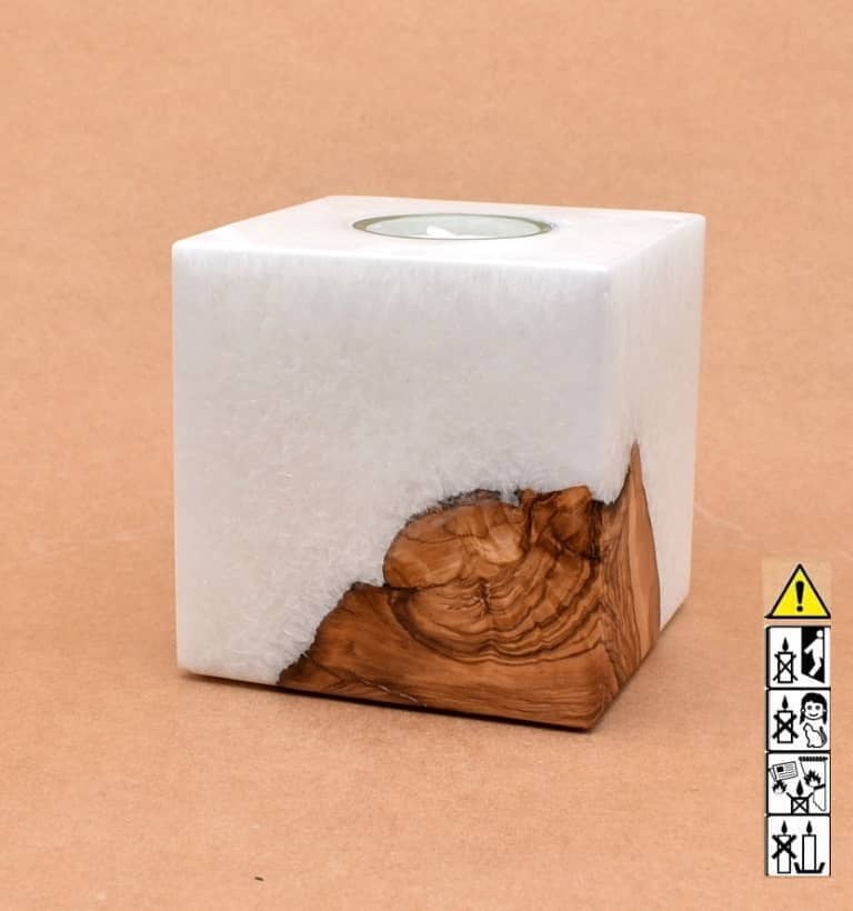 Hochzeitskerze, Kerze mit Holzeinsatz, Teelicht rund, Stearin, im Kerzen online Shop für Hochzeiten bestellen, günstig kaufen.