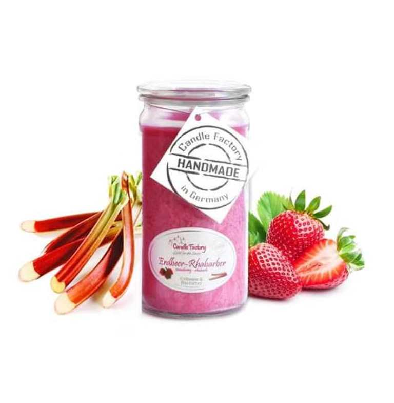 Hochwertige Duftkerze von Candle Factory Erdbeere Rhabarber Mini Jumbo im Glas g?nstig in Kerzen Online Shop kaufen. Duftkerzen im Glas. Geschenkidee Erdbeere Rhabarber Mini Jumbo im Glas