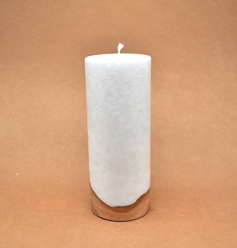 Kerze mit Holz Unikat Rund 100 x 250 mm mit Docht Nr.: 1