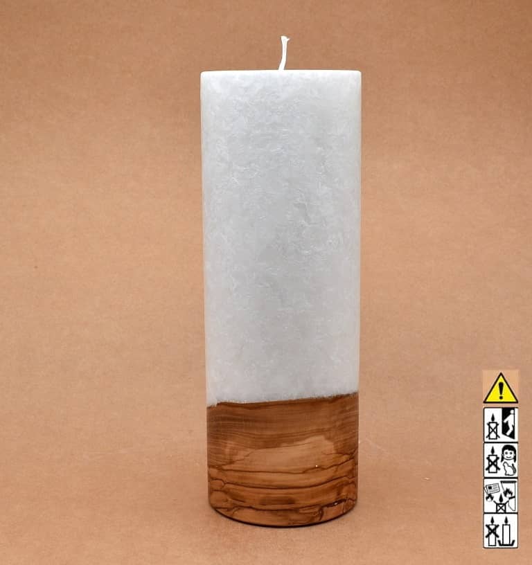 Kerze mit Holzelement, Individuelle, persönliche Hochzeitskerze  Holzkerze, Rund Stearinoptik, Hochzeitskerze mit Teelicht im Kerzen online Shop für Hochzeiten bestellen, günstig kaufen.