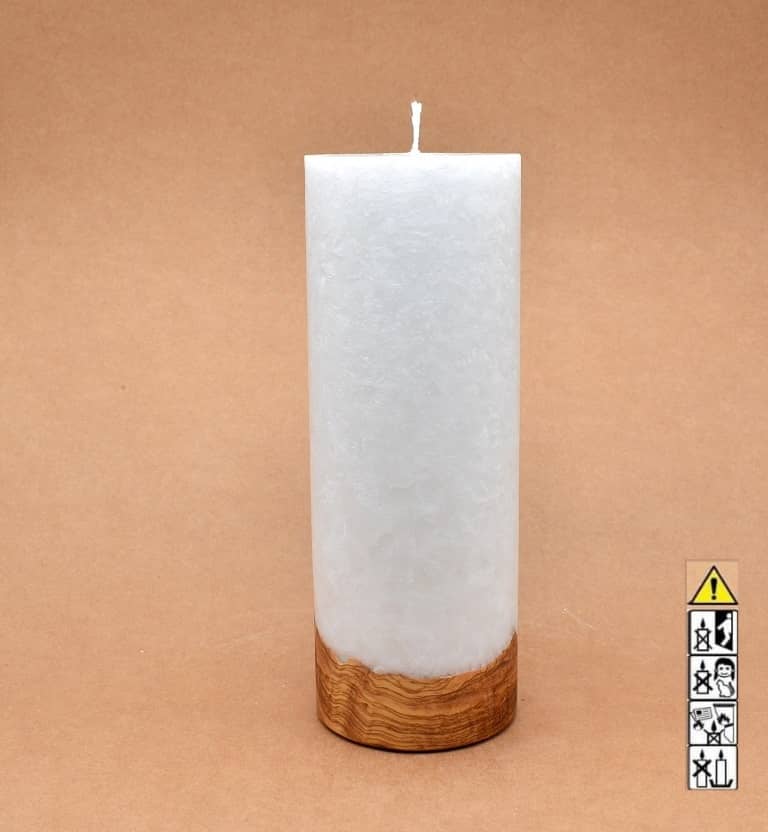 Kerze mit Holzelement, Individuelle, persönliche Hochzeitskerze  Holzkerze, Rund Stearinoptik, Hochzeitskerze mit Teelicht im Kerzen online Shop für Hochzeiten bestellen, günstig kaufen.