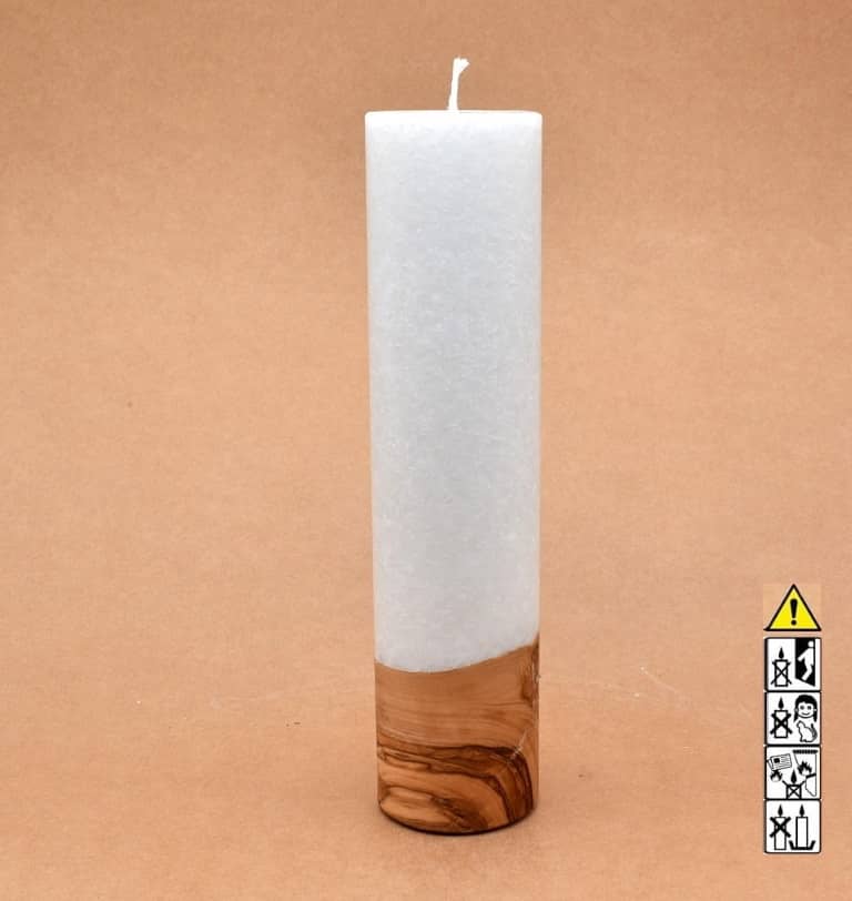 Kerze mit Holzelement, Individuelle, persönliche Hochzeitskerze  Holzkerze, Rund Stearinoptik, Hochzeitskerze mit Teelicht im Kerzen online Shop für Hochzeiten bestellen, günstig kaufen.