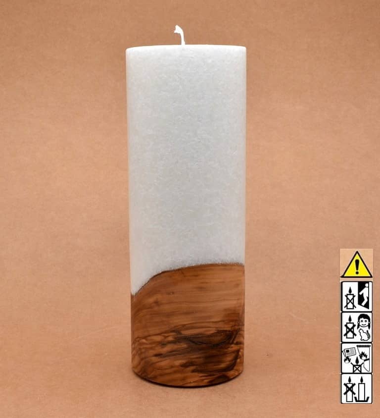 Kerze mit Holzelement, Individuelle, persönliche Hochzeitskerze  Holzkerze, Rund Stearinoptik, Hochzeitskerze mit Teelicht im Kerzen online Shop für Hochzeiten bestellen, günstig kaufen.