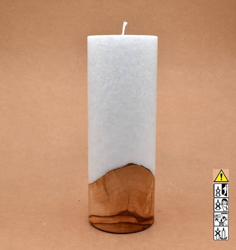 Kerze mit Holzelement, Individuelle, persönliche Hochzeitskerze  Holzkerze, Rund Stearinoptik, Hochzeitskerze mit Teelicht im Kerzen online Shop für Hochzeiten bestellen, günstig kaufen.