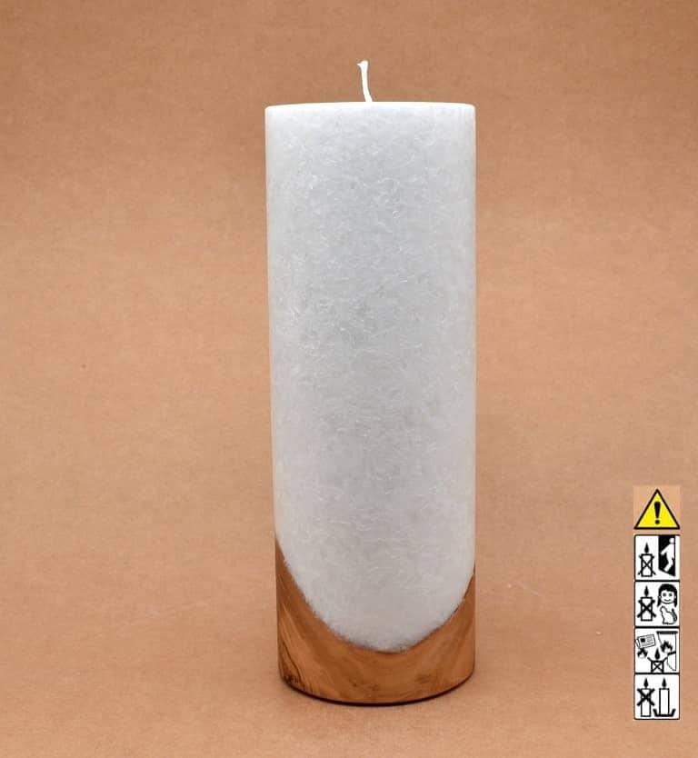 Kerze mit Holzelement, Individuelle, persönliche Hochzeitskerze  Holzkerze, Rund Stearinoptik, Hochzeitskerze mit Teelicht im Kerzen online Shop für Hochzeiten bestellen, günstig kaufen.