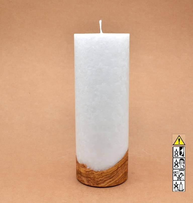 Kerze mit Holzelement, Individuelle, persönliche Hochzeitskerze  Holzkerze, Rund Stearinoptik, Hochzeitskerze mit Teelicht im Kerzen online Shop für Hochzeiten bestellen, günstig kaufen.