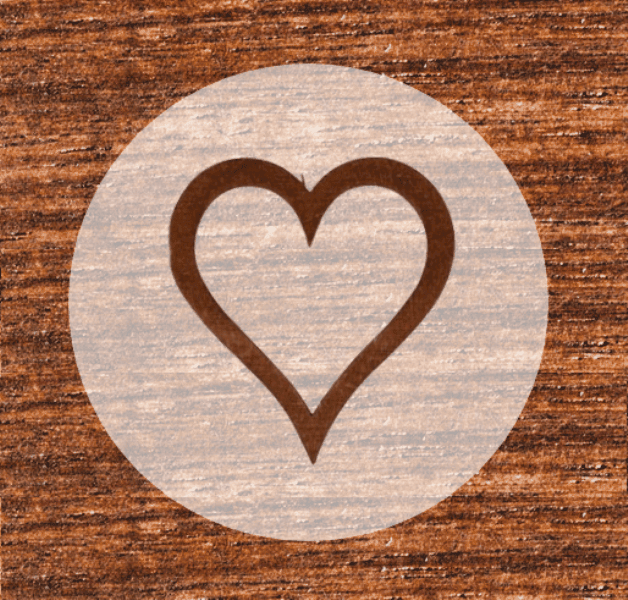 Holzherz mit Ausschnitt dunkel 45 x 48 mm für Hochzeitsanstecker - Büscherl