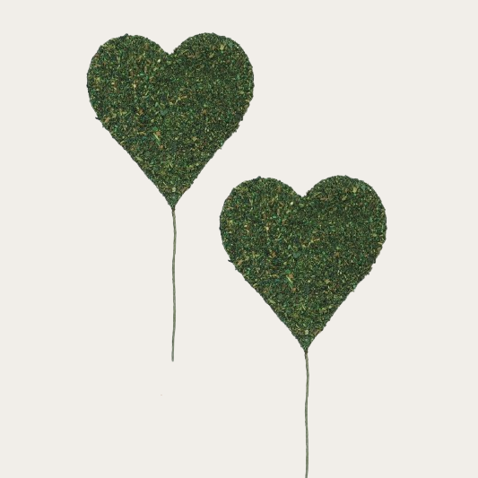 Moosart-Herz am Stiel 42 x 43 mm grün