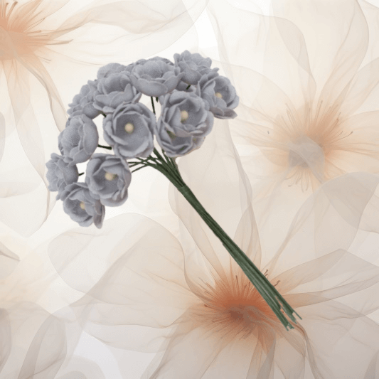 Vintage Cotton Rose ⌀ 15-20 mm in hellgrau für Hochzeitsanstecker - Büscherl