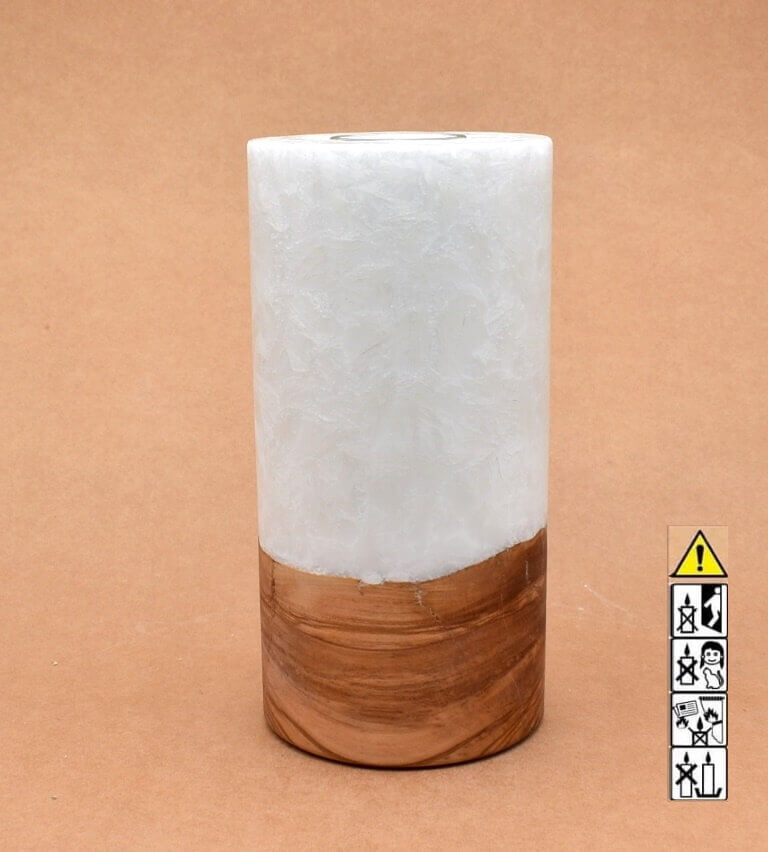 Kerze mit Holz Unikat Rund 100 x 200 mm mit Teelicht Nr.: 2