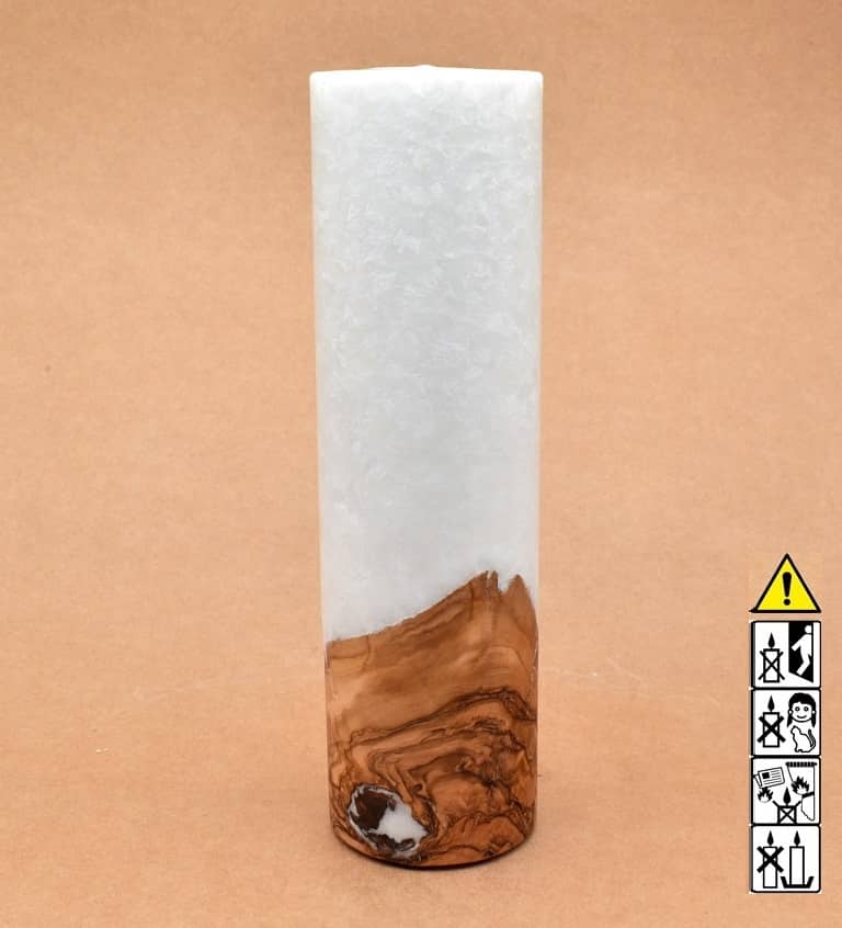 Kerze mit Holz Unikat Rund 70 x 250 mm mit Teelicht Nr.: 6