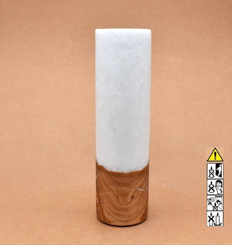 Kerze mit Holz Unikat Rund 70 x 250 mm mit Teelicht Nr.: 6