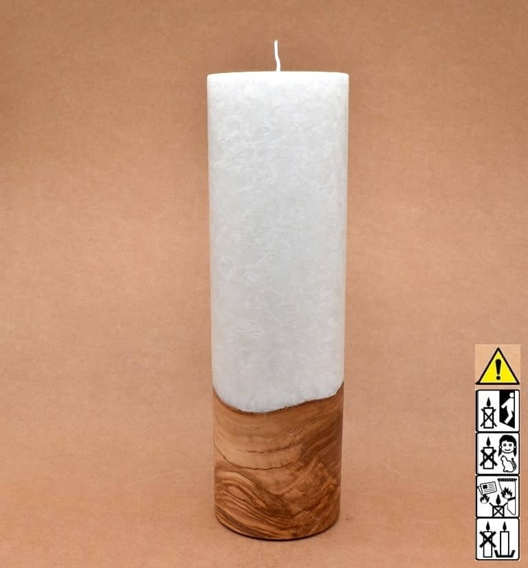 Hochzeitskerze, Kerze mit Holzeinsatz ohne Teelicht rund, Stearin, im Kerzen online Shop für Hochzeiten bestellen, günstig kaufen.