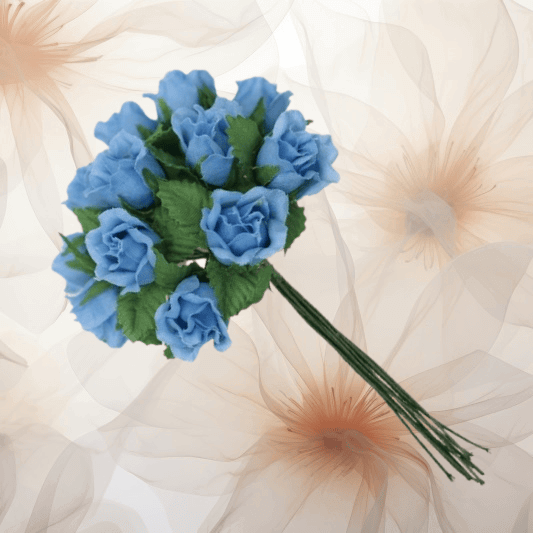 Farm - Rose ⌀ 15 mm in blau für Hochzeitsanstecker - Büscherl