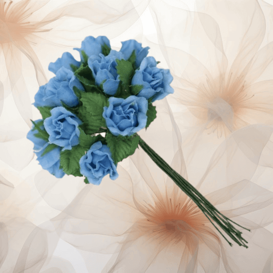 Farm - Rose Ø 15 mm in blau für Hochzeitsanstecker - Büscherl Farm - Rose Ø 15 mm in blau für Hochzeitsanstecker - Büscherl
