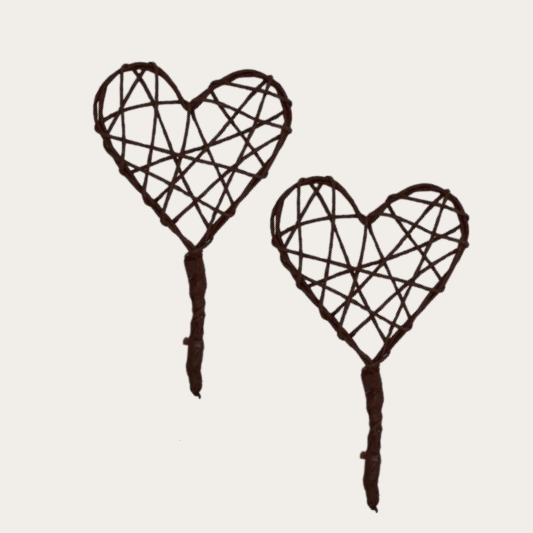 Nest-Herz am Stiel 38 x 36 mm braun