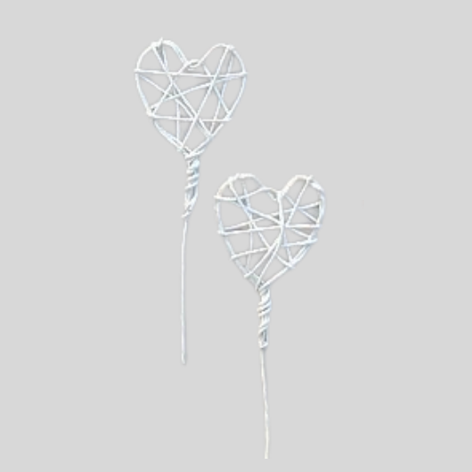 Nest-Herz am Stiel 25 x 26 mm weiß