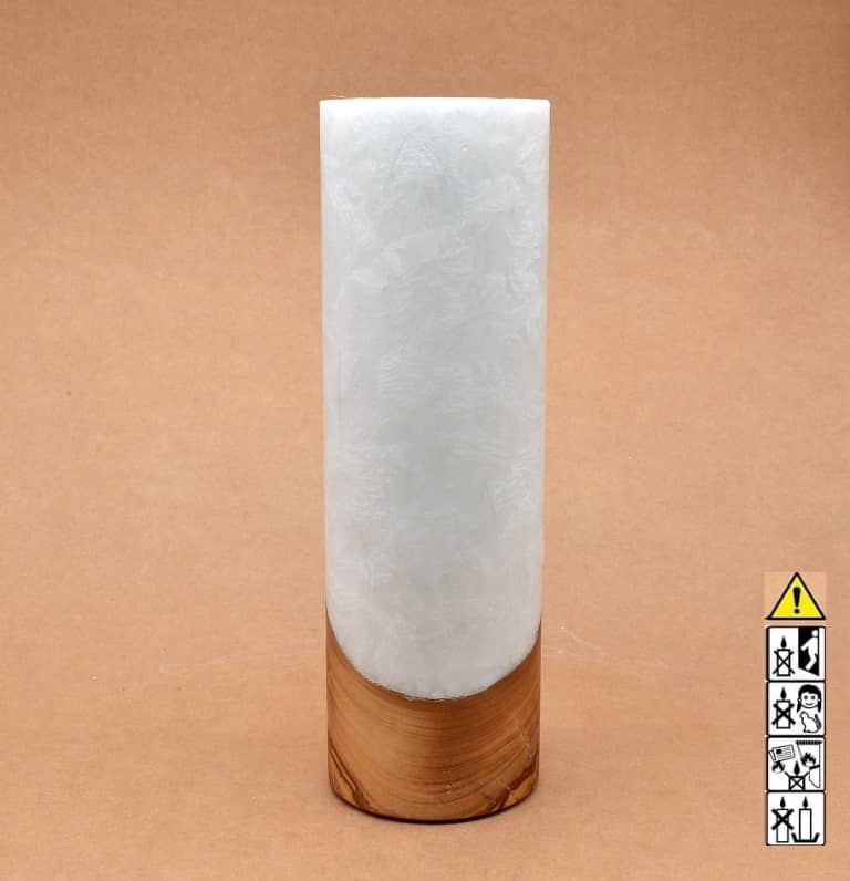 Kerze 80x250mm mit Holzelement, Individuelle, persönliche Hochzeitskerze  Holzkerze, Rund Stearinoptik, Hochzeitskerze mit Teelicht im Kerzen online Shop für Hochzeiten bestellen, günstig kaufen.