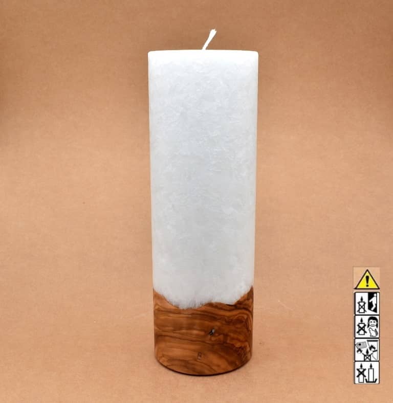 Kerze mit Holz Unikat Rund 100 x 300 mm mit Docht Nr.: 11