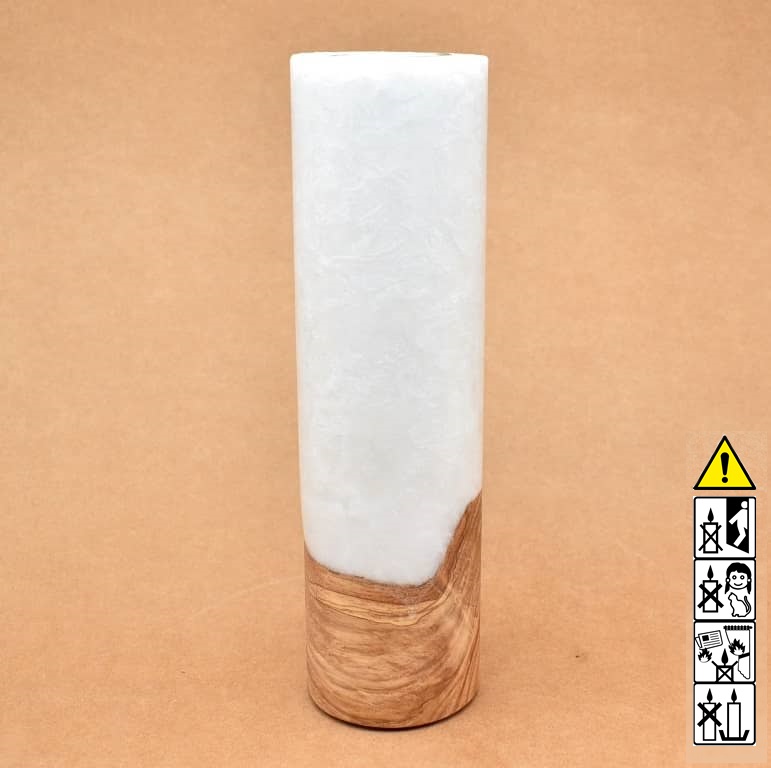 Kerze mit Holz Unikat Rund 70 x 250 mm mit Teelicht Nr.: 3