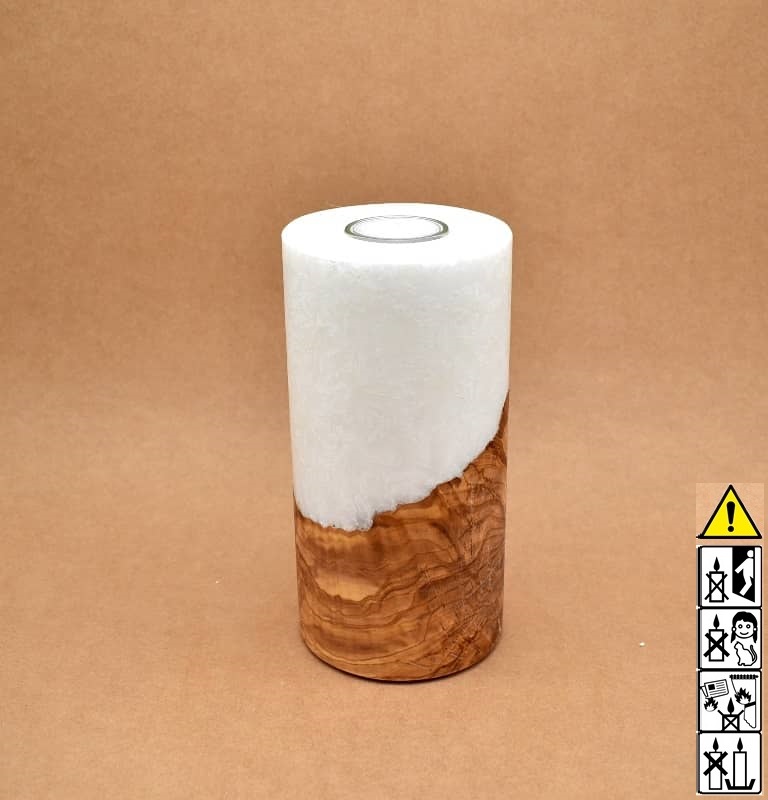 Hochzeitskerze, Kerze mit Holzeinsatz, Teelicht rund, Stearin, im Kerzen online Shop für Hochzeiten bestellen, günstig kaufen.