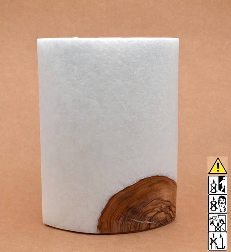 Kerze mit Holzelement, Individuelle, persönliche Hochzeitskerze  Holzkerze, Rund Stearinoptik, Hochzeitskerze mit Teelicht im Kerzen online Shop für Hochzeiten bestellen, günstig kaufen.