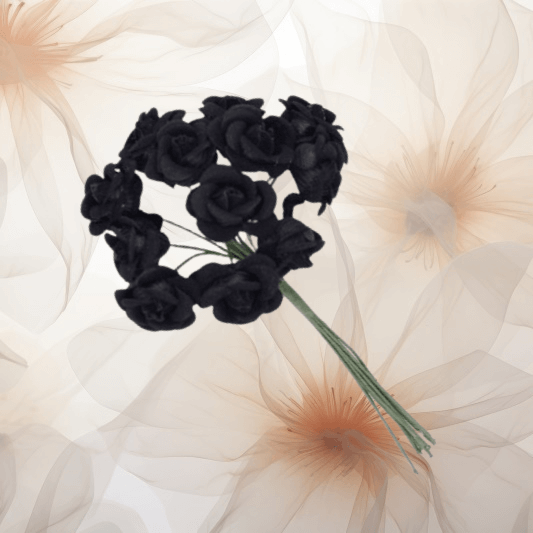 Samtröschen Ø 22 mm in schwarz für Hochzeitsanstecker - Büscherl Samtröschen Ø 22 mm in schwarz für Hochzeitsanstecker - Büscherl