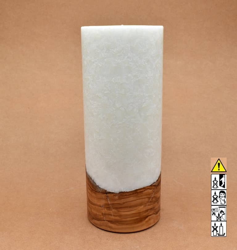 Kerze mit Holz Unikat Rund 100 x 250 mm mit Teelicht Nr.: 3