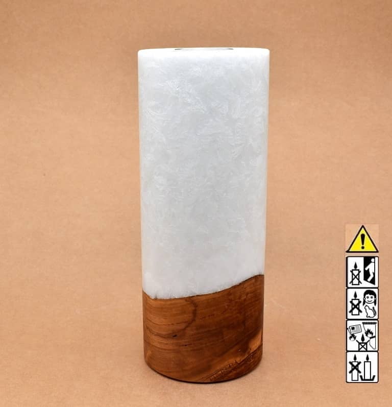 Kerze mit Holz Unikat Rund 100 x 250 mm mit Teelicht Nr.: 3