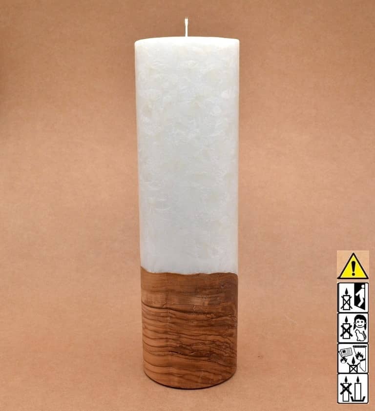 Kerze mit Holzelement, Individuelle, persönliche Hochzeitskerze  Holzkerze, Rund Stearinoptik, Hochzeitskerze mit Teelicht im Kerzen online Shop für Hochzeiten bestellen, günstig kaufen.