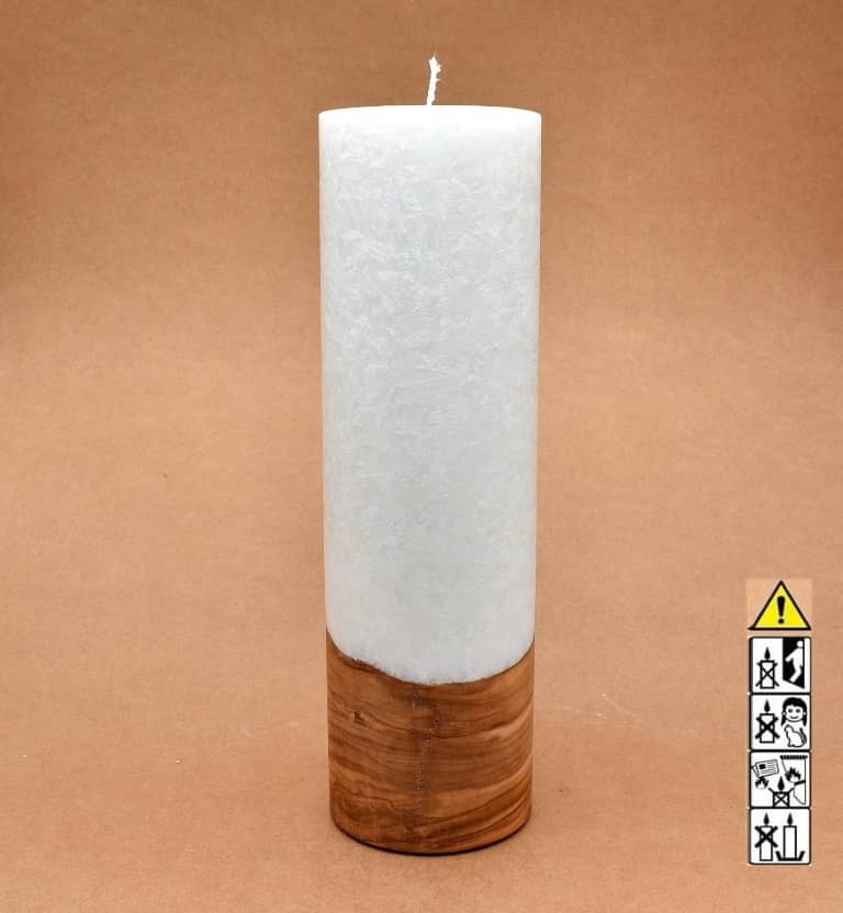 Kerze mit Holzelement, Individuelle, persönliche Hochzeitskerze  Holzkerze, Rund Stearinoptik, Hochzeitskerze mit Teelicht im Kerzen online Shop für Hochzeiten bestellen, günstig kaufen.