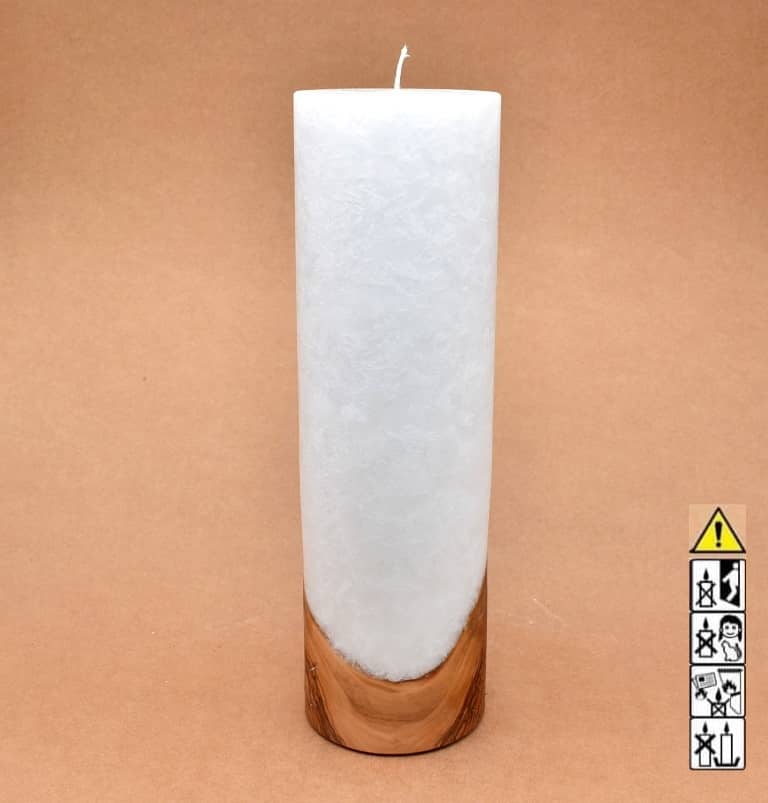 Kerze mit Holzelement, Individuelle, persönliche Hochzeitskerze  Holzkerze, Rund Stearinoptik, Hochzeitskerze mit Teelicht im Kerzen online Shop für Hochzeiten bestellen, günstig kaufen.
