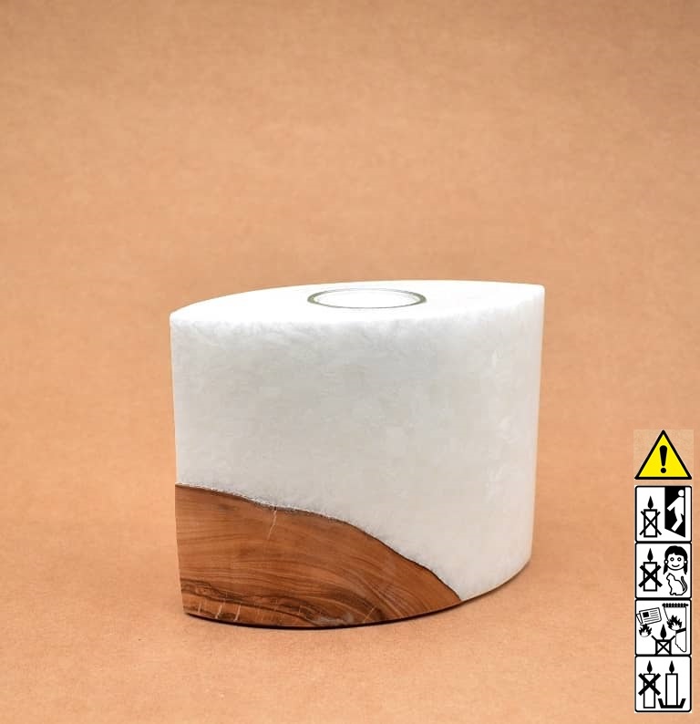Kerze mit Holz Unikat Oval 80 x 140 x 120 mm mit 1 Teelicht Nr.: 6 Kerze mit Holz Unikat Oval 80 x 140 x 120 mm mit 1 Teelicht Nr.: 6