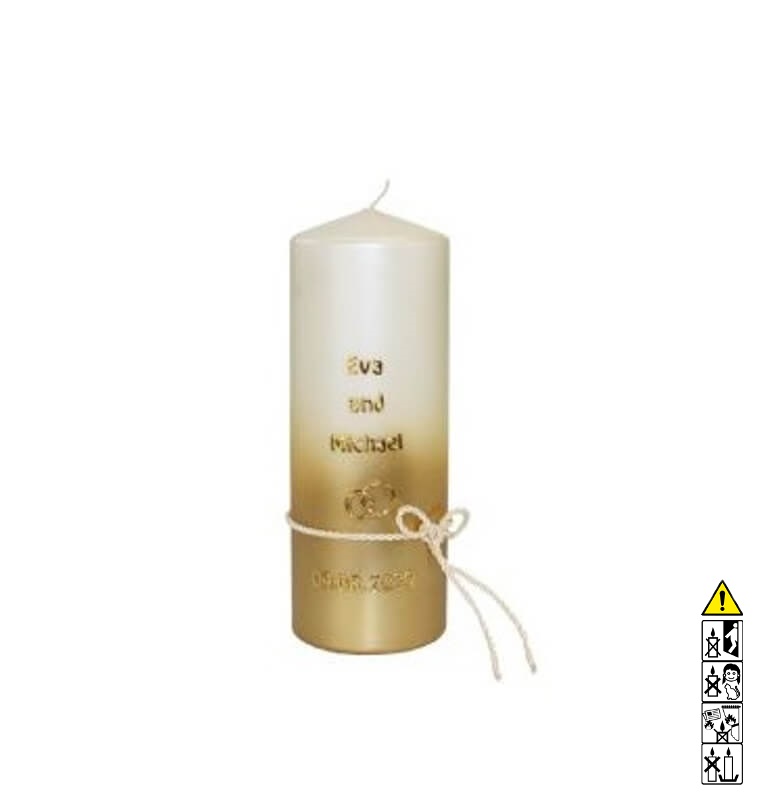 Hochzeitskerze "Samt" 200 x 80 mm in elfenbein Individuelle Hochzeitskerze kaufen für die Trauung "Samt" 200 x 80 mm in elfenbein