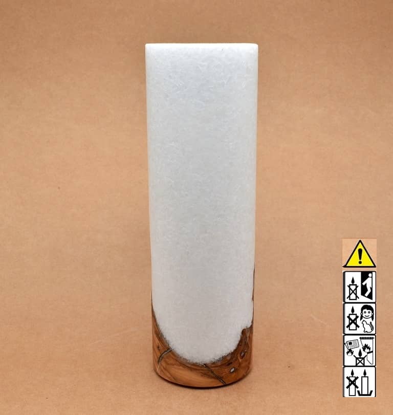 Kerze mit Holzelement, Individuelle, persönliche Hochzeitskerze  Holzkerze, Rund Stearinoptik, Hochzeitskerze mit Teelicht im Kerzen online Shop für Hochzeiten bestellen, günstig kaufen.