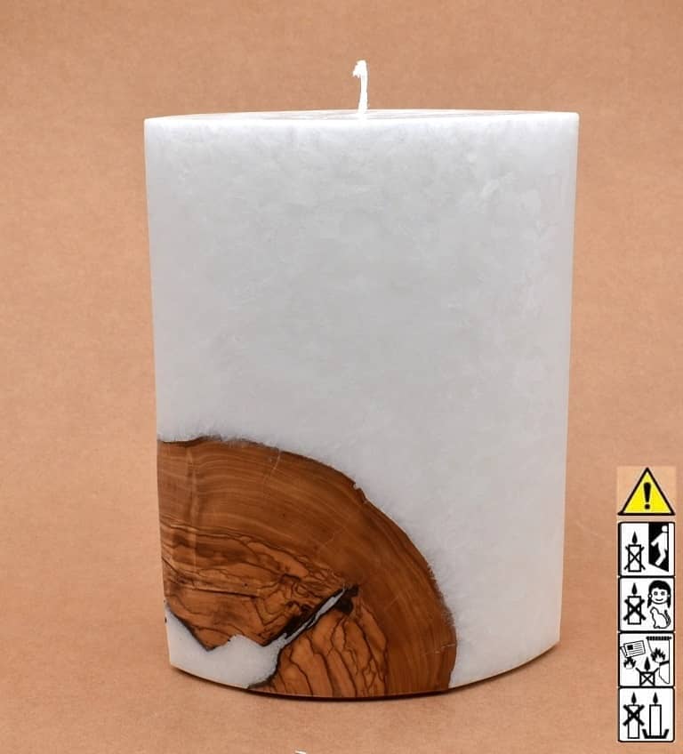 Kerze mit Holz Oval Kanten spitz 210 x 140 x 80 mm 1 x Docht. Nr.: 5 Kerze mit Holz Oval Kanten spitz 210 x 140 x 80 mm 1 x Docht. Nr.: 5