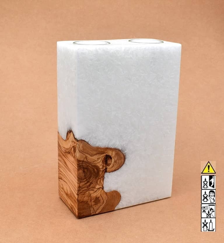 Kerze mit Holz Unikat Quader 140 x 70 x 210 mm 2 x Teelicht Nr.2. Jetzt in unserem Geschenke Onlineshop kaufen.