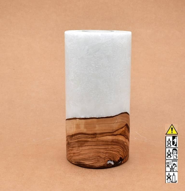Kerze mit Holz Unikat Rund 100 x 200 mm mit Teelicht Nr.: 5