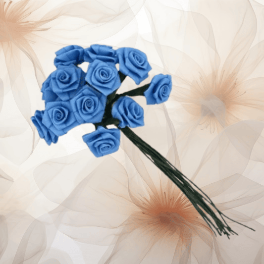 Dior-Rose Ø 14 mm in blau für Hochzeitsanstecker - Büscherl Dior-Rose Ø 14 mm in blau für Hochzeitsanstecker - Büscherl