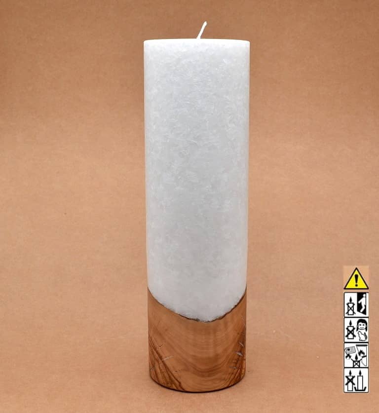 Kerze mit Holzelement, Individuelle, persönliche Hochzeitskerze  Holzkerze, Rund Stearinoptik, Hochzeitskerze mit Teelicht im Kerzen online Shop für Hochzeiten bestellen, günstig kaufen.