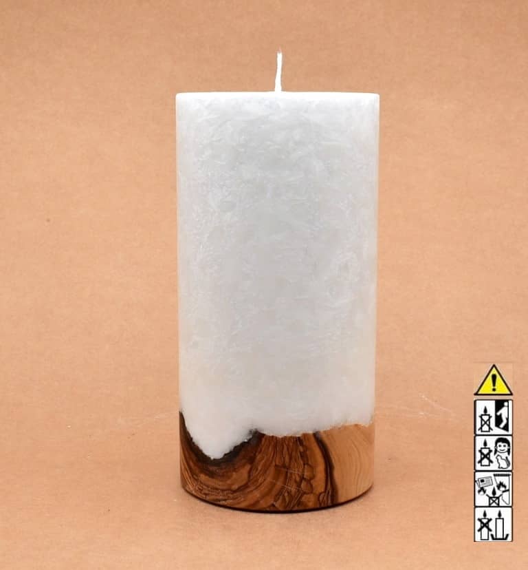 Kerze mit Holz Unikat Rund 100x250mm ohne Teelicht. Jetzt in unserem Geschenke Onlineshop kaufen.