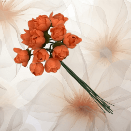 Miniröschen ⌀ 10 mm in orange für Hochzeitsanstecker - Büscherl