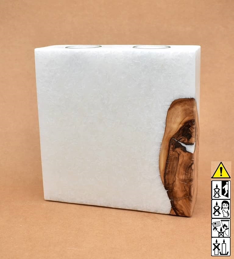 Kerze mit 1 x Holz Unikat Quader 60 x 200 x 200 mm 2 x Teelicht Nr 6 Kerze mit 1 x Holz Unikat Quader 60 x 200 x 200 mm 2 x Teelicht Nr 6