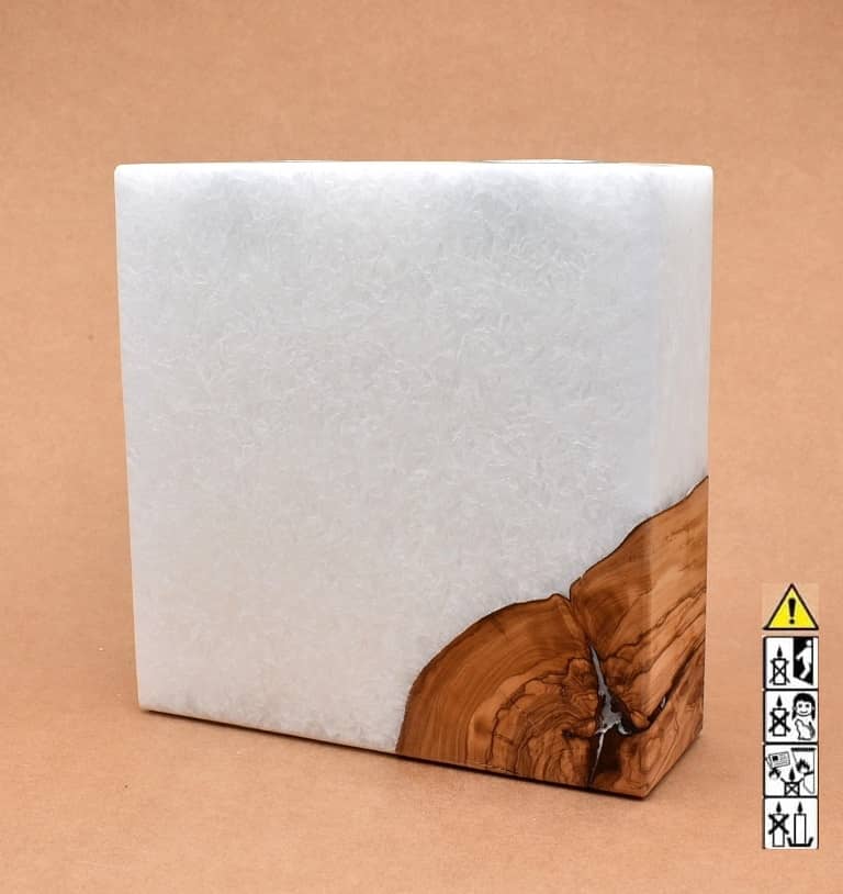 Kerze mit 1 x Holz Unikat Quader 60 x 200 x 200 mm 2 x Teelicht Nr 6