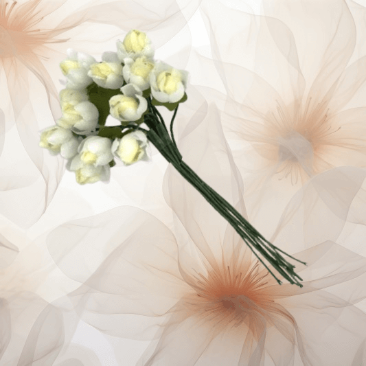 Miniröschen Ø 10 mm in creme für Hochzeitsanstecker - Büscherl Miniröschen Ø 10 mm in creme für Hochzeitsanstecker - Büscherl