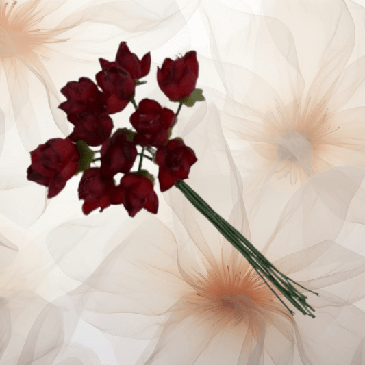 Miniröschen Ø 10 mm in brombeere für Hochzeitsanstecker - Büscherl Miniröschen Ø 10 mm in brombeere für Hochzeitsanstecker - Büscherl