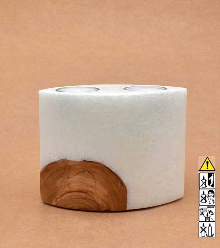 Hochzeitskerze, Kerze mit Holzeinsatz, Teelicht rund, Stearin, im Kerzen online Shop für Hochzeiten bestellen, günstig kaufen.