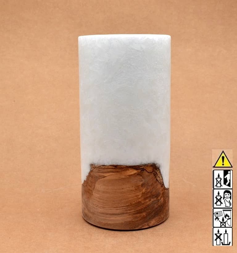 Hochzeitskerze, Kerze mit Holzeinsatz, Teelicht rund, Stearin, im Kerzen online Shop für Hochzeiten bestellen, günstig kaufen.