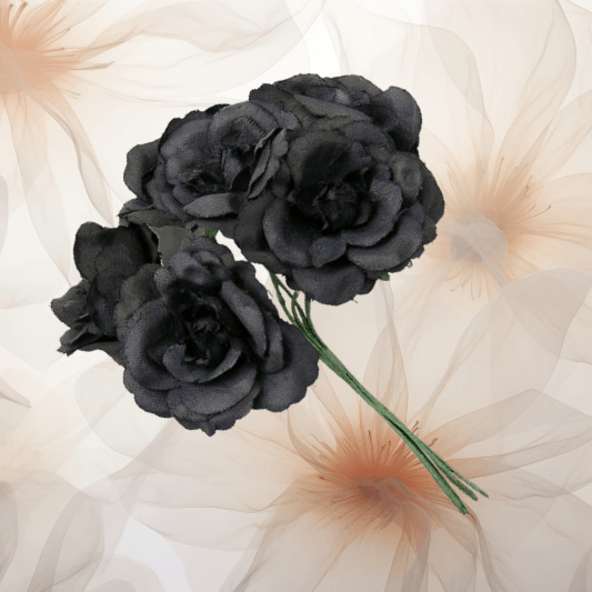 Englische Rose ⌀ 45 mm in schwarz für Hochzeitsanstecker - Büscherl