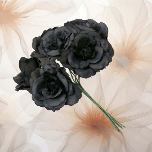 Englische Rose Ø 45 mm in schwarz für Hochzeitsanstecker - Büscherl Englische Rose Ø 45 mm in schwarz für Hochzeitsanstecker - Büscherl